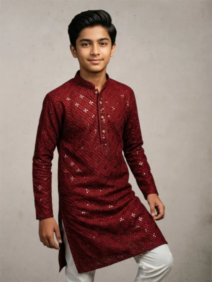 Red Sequins Kurta Pajama